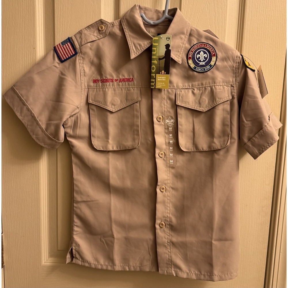 Boy Scouts Of America Vented Uniform Shirt Youth Medium Short Sleeve New